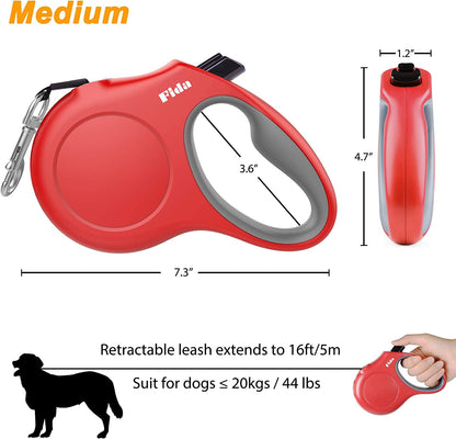 Fida Retractable Dog Leash with Dispenser and Poop Bags